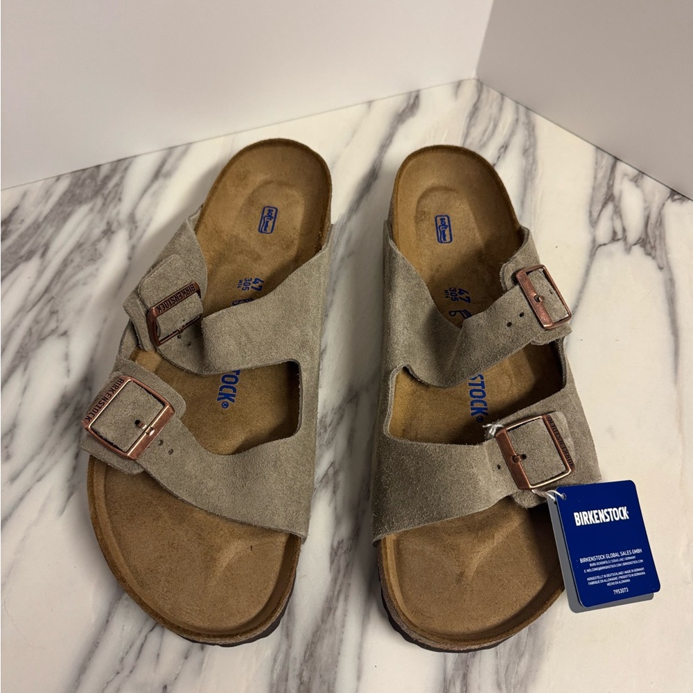 Birkenstock Arizona Suede Sandals Mens 47 (US 14) Taupe